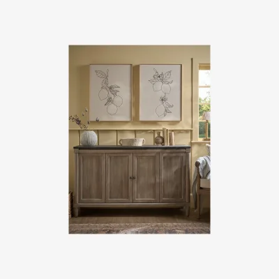 Cox and Cox Two Embroidered Lemon Framed Canvases
