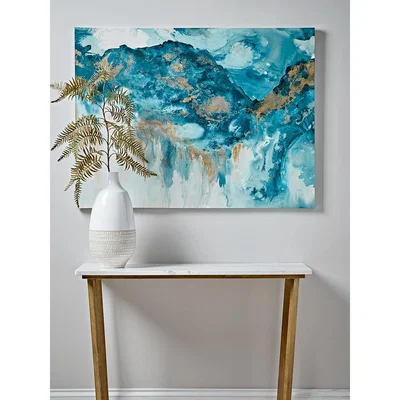 Cox and Cox Blue & Gold Leaf Canvas