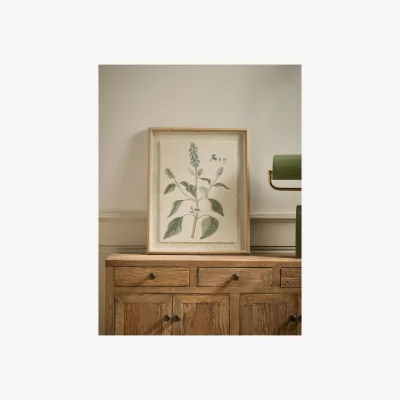 Cox and Cox Blue Floral Printed Linen Beaded Frame