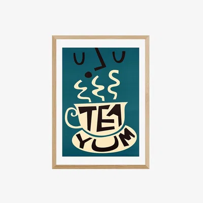 Cult Furniture Yum Tea, Graphic Print Colour: Oak, Size: A1
