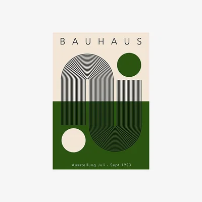 Cult Furniture Bauhaus Green Geometric Print Colour: Unframed, Size: A1