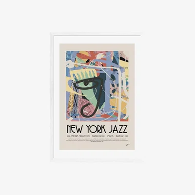 Cult Furniture New York Jazz Club, Graphic Print Colour: White, Size: A1