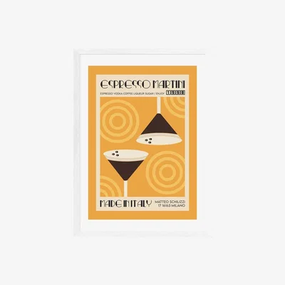 Cult Furniture Taste of Italy Espresso Martini, Graphic Print Colour: White, Size: A2