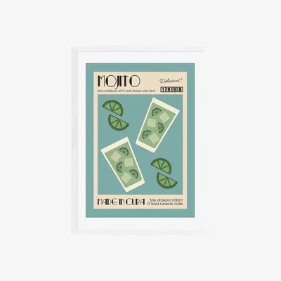 Cult Furniture Taste of Cuba Mojito, Graphic Print Colour: White, Size: A1