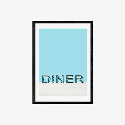 Cult Furniture Classic American Diner, Graphic Print Colour: Black, Size: A1