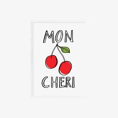 Cult Furniture Mon Cheri, Graphic Print Colour: White, Size: A3