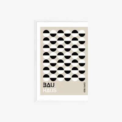 Cult Furniture Bauhaus Monochrome Geometric Print Colour: White, Size: A3
