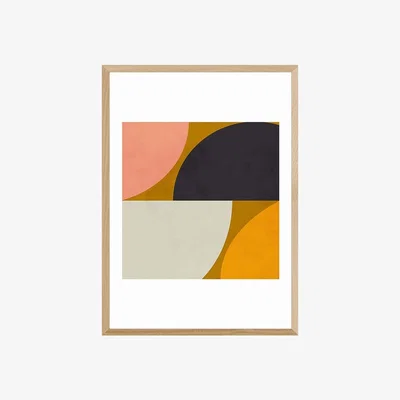 Cult Furniture Mid Century Shapes Abstract Print Colour: Oak, Size: A1