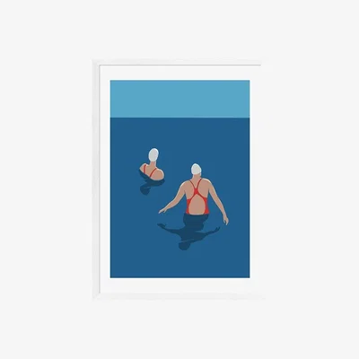 Cult Furniture Wild Sea Swimming, Graphic Print Colour: White, Size: A2