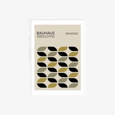 Cult Furniture Bauhaus Neutrals Geometric Print Colour: White, Size: A1