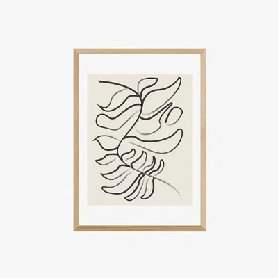 Cult Furniture Flowing Fern, Illustrative Print Colour: Oak, Size: A1