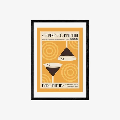Cult Furniture Taste of Italy Espresso Martini, Graphic Print Colour: Black, Size: A2