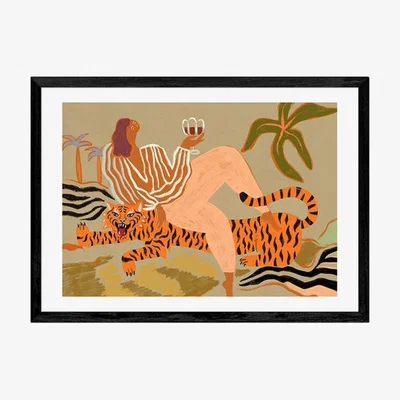 Cult Furniture The Roar of the Jungle, Graphic Print Colour: Black, Size: A3