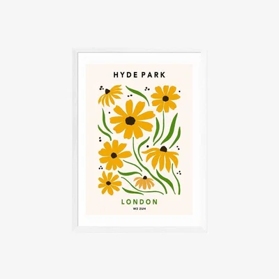 Cult Furniture Hyde Park In Summer, Graphic Print Colour: White, Size: A2