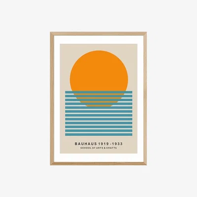 Cult Furniture Bauhaus Sunset Graphic Print Colour: Oak, Size: A3