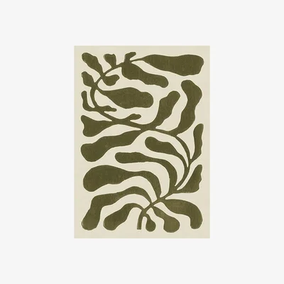 Cult Furniture Olive Leaves on Taupe Graphic Print Colour: Unframed, Size: A1