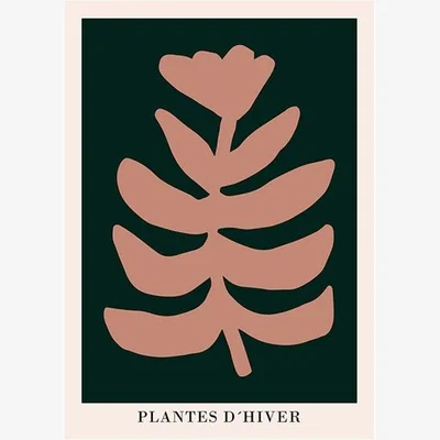 Cult Furniture Plantes d'Hiver, Pink on Green, Graphic Print Colour: Unframed, Size: A1