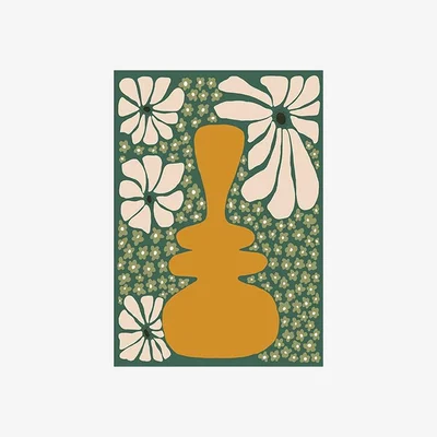 Cult Furniture Retro Flower Green Graphic Print Colour: Unframed, Size: A1