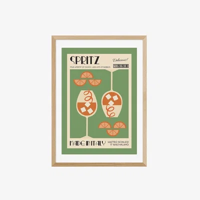 Cult Furniture Taste of Italy Spritz, Graphic Print Colour: Oak, Size: A3