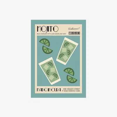 Cult Furniture Taste of Cuba Mojito, Graphic Print Colour: Unframed, Size: A1