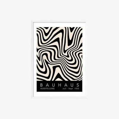 Cult Furniture Bauhaus Swirls Graphic Print Colour: White, Size: A3