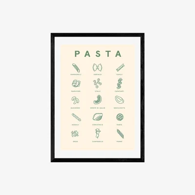 Cult Furniture Italia Pasta Shapes, Graphic Print Colour: Black, Size: A2