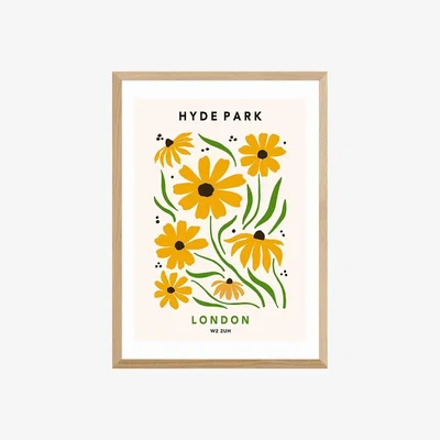 Cult Furniture Hyde Park In Summer, Graphic Print Colour: Oak, Size: A1
