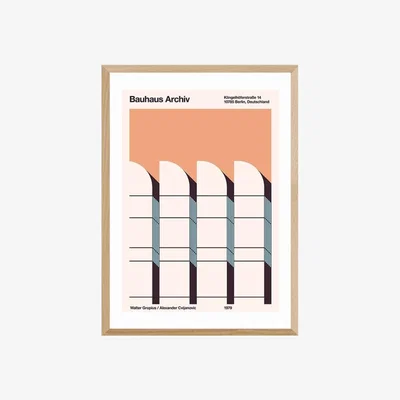 Cult Furniture The Bauhaus Archives Graphic Print Colour: Oak, Size: A2
