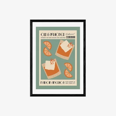 Cult Furniture Taste of America Old Fashioned, Graphic Print Colour: Black, Size: A3