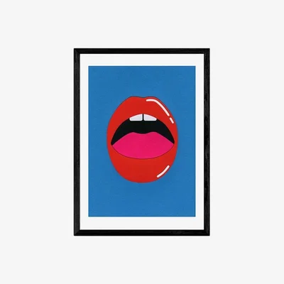 Cult Furniture Red Lips, Pop Art Print Colour: Black, Size: A3