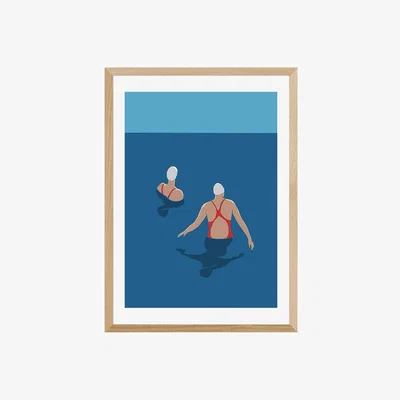 Cult Furniture Wild Sea Swimming, Graphic Print Colour: Oak, Size: A1