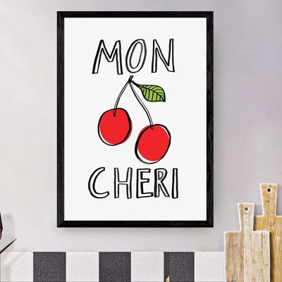 Cult Furniture Mon Cheri, Graphic Print Colour: White, Size: A1