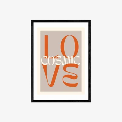 Cult Furniture Cosmic Love Typographic Print Colour: Black, Size: A3