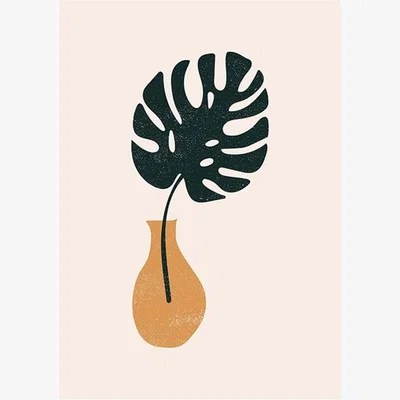 Cult Furniture Monstera Leaf Vase, Graphic Print Colour: Unframed, Size: A1