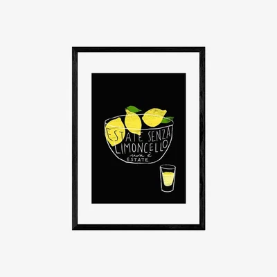 Cult Furniture Limoncello Summer, Illustrative Print Colour: Black, Size: A2