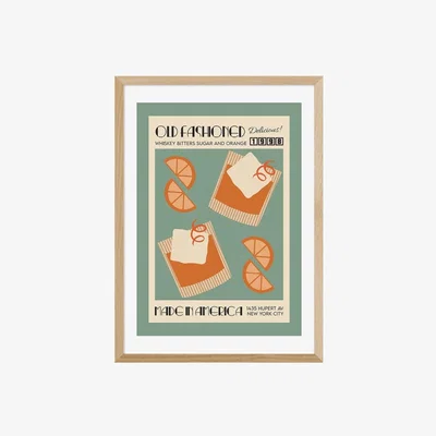 Cult Furniture Taste of America Old Fashioned, Graphic Print Colour: Oak, Size: A1