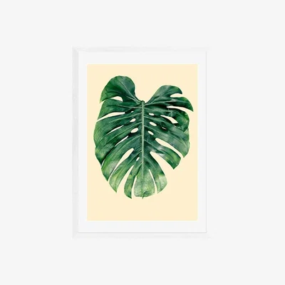 Cult Furniture Monstera Leaf, Illustrative Print Colour: White, Size: A1