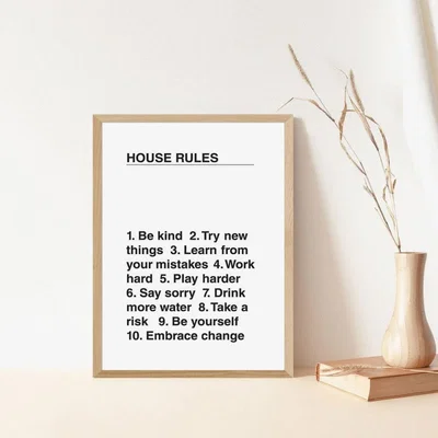 Cult Furniture These Are The House Rules, Typographic Print Colour: White, Size: A3