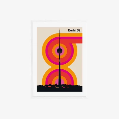Cult Furniture Berlin 69, Graphic Print Colour: White, Size: A2