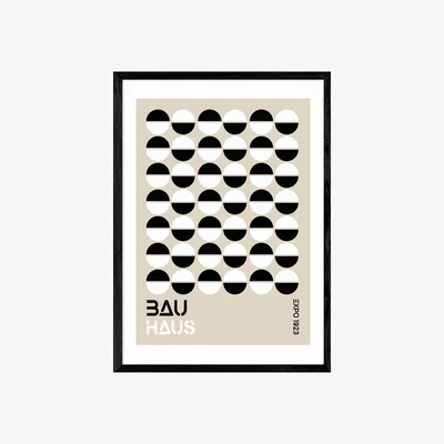 Cult Furniture Bauhaus Monochrome Geometric Print Colour: Black, Size: A1
