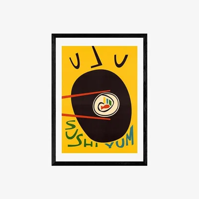 Cult Furniture Yum Sushi, Graphic Print Colour: Black, Size: A2