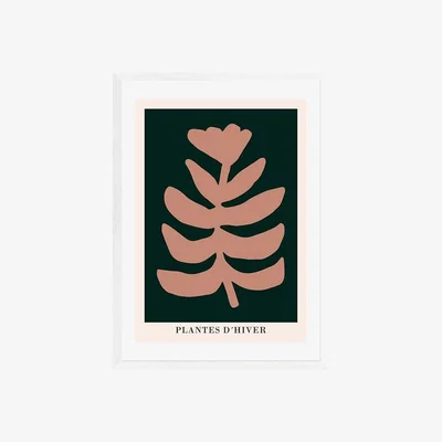 Cult Furniture Plantes d'Hiver, Pink on Green, Graphic Print Colour: White, Size: A2