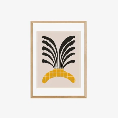 Cult Furniture Tropical Plant with Vase, Graphic Print Colour: Oak, Size: A3