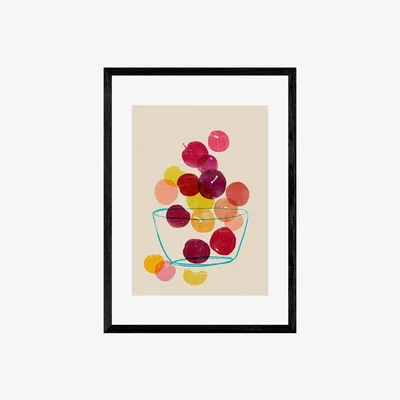 Cult Furniture Tumbling Plums, Graphic Print Colour: Black, Size: A2