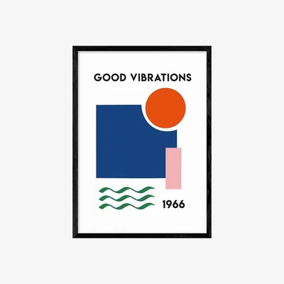 Cult Furniture Good Vibrations Graphic Print Colour: Black, Size: A2