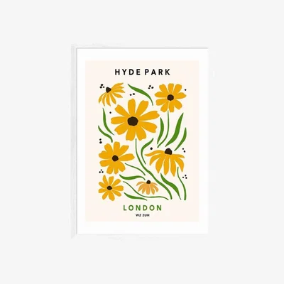 Cult Furniture Hyde Park In Summer, Graphic Print Colour: White, Size: A3