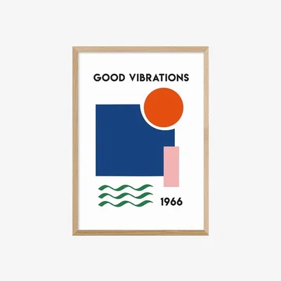 Cult Furniture Good Vibrations Graphic Print Colour: Oak, Size: A3