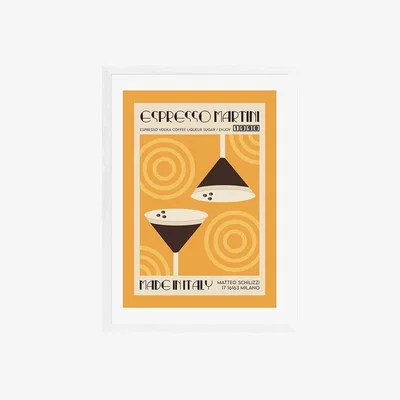 Cult Furniture Taste of Italy Espresso Martini, Graphic Print Colour: White, Size: A3