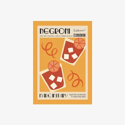 Cult Furniture Taste of Italy Negroni, Graphic Print Colour: Unframed, Size: A1