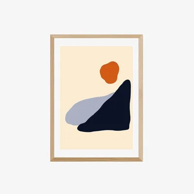 Cult Furniture Overlooking The Coast, Abstract Print Colour: Oak, Size: A3